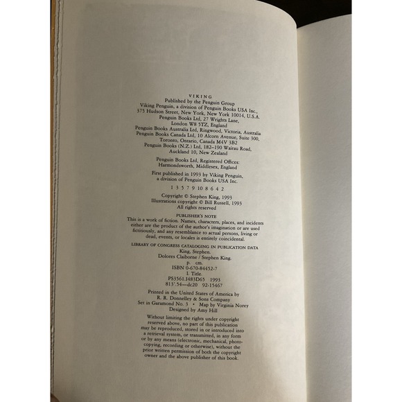 Stephen King Dolores Claiborne Hardcover 1st Edition First Printing 1993 - Picture 4 of 4